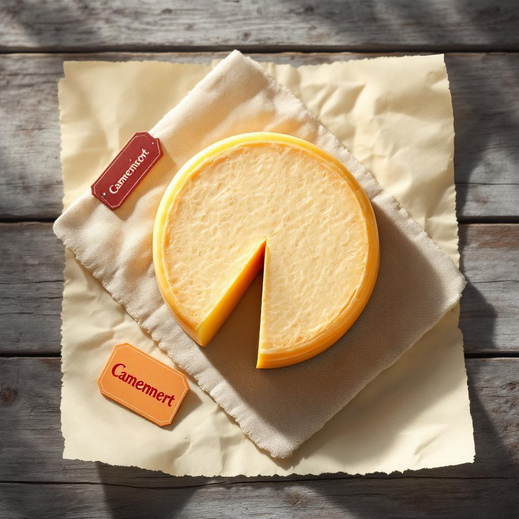 Camembert Charm — Savor the creamy elegance of handcrafted Camembert cheese from Normandy, perfect