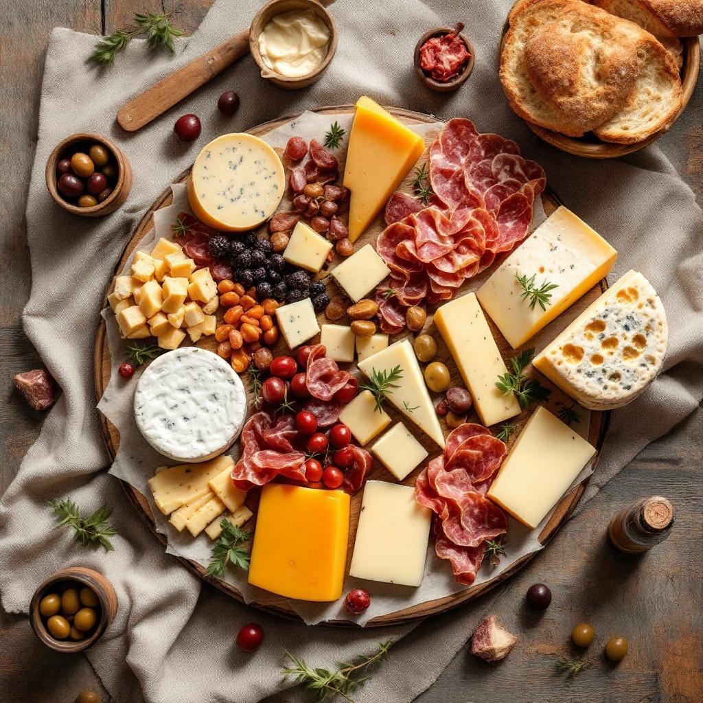 Montagne Cheese Board — A stunning acacia wood cheese board with stainless steel knives for elegant